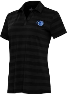Antigua Orlando Magic Womens Black Tunnel Short Sleeve Polo Shirt