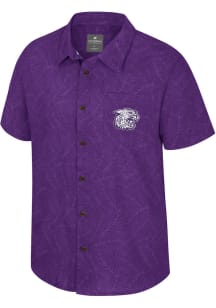 Colosseum K-State Wildcats Mens Purple Vintage Logo Short Sleeve Dress Shirt