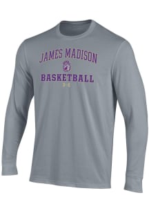 Under Armour James Madison Dukes Grey Basketball Performance Long Sleeve T Shirt