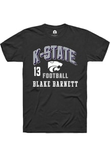 Blake Barnett K-State Wildcats Black Football NIL Arch Logo Short Sleeve Player T Shirt