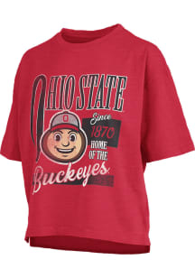 Pressbox Ohio State Buckeyes Womens Scarlet Red Motley Short Sleeve T-Shirt