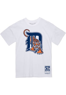 Mitchell and Ness Detroit Tigers White Basic Logo 3 Short Sleeve T Shirt