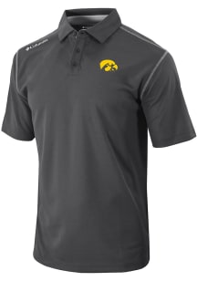 Columbia Iowa Hawkeyes Mens Black Heat Seal Omni Wick Shotgun Short Sleeve Polo