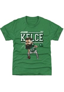 Jason Kelce Philadelphia Eagles Youth Kelly Green Cartoon Player Tee