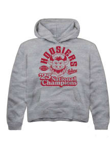 Summit Sportswear Indiana Hoosiers Youth Graphite Vintage 2025 National Champions Long Sleeve Hood..