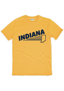 Indiana Yellow Wordmark With State Short Sleeve Fashion T Shirt