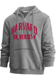 Harvard Crimson Mens Charcoal Arched Team Name Long Sleeve Hoodie