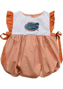 Vive La Fete Florida Gators Baby Girls Orange Gingham Bubble Short Sleeve Dress