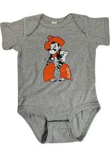 Little King Oklahoma State Cowboys Baby Grey Pistol Pete Short Sleeve One Piece