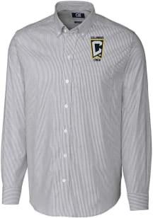 Cutter and Buck Columbus Crew Mens Charcoal Stretch Oxford Stripe Big and Tall Dress Shirt