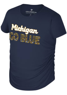 Colosseum Michigan Wolverines Girls Navy Blue Bree Short Sleeve Fashion T-Shirt
