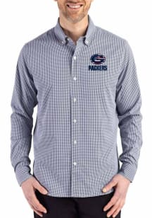 Cutter and Buck Green Bay Packers Mens Navy Blue Americana Gingham LS Woven Long Sleeve Dress Shir..