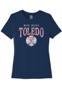 Summit Sportswear Toledo Mud Hens Womens Navy Blue Homerun Short Sleeve T-Shirt