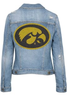Iowa Hawkeyes Womens Blue Oval Tigerhawk Denim Medium Weight Jacket