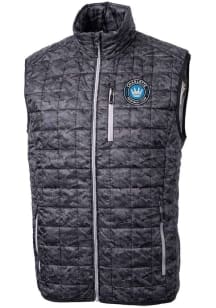 Cutter and Buck Charlotte FC Mens Black Rainier PrimaLoft Printed Sleeveless Jacket