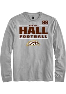 Don Ray Hall Western Michigan Broncos Grey Football NIL Stacked Box Long Sleeve Player T Shirt