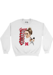 Laney Choboy  Campus Ink Nebraska Cornhuskers Youth White Elevated Caricature Crew Long Sleeve Cre..