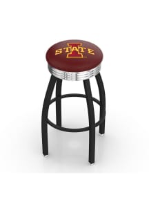 Iowa State Cyclones 3 Ring Chrome Seat Pub Stool - Black