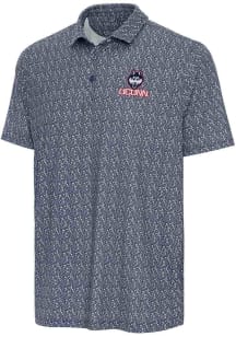 Antigua UConn Huskies Mens Navy Blue Botanic Short Sleeve Polo