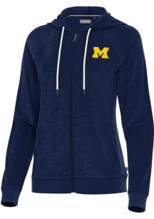 Antigua Michigan Wolverines Womens Navy Blue Favorite Long Sleeve Full Zip Jacket