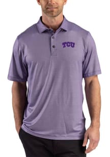 Cutter and Buck TCU Horned Frogs Mens Purple Lattice Short Sleeve Polo