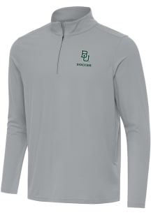 Antigua Baylor Bears Mens Ash Soccer Intent Long Sleeve Qtr Zip Pullover