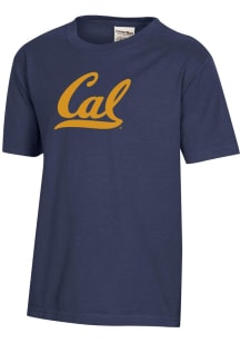 ComfortWash Cal Golden Bears Youth Navy Blue Logo Garment Dyed Short Sleeve T-Shirt