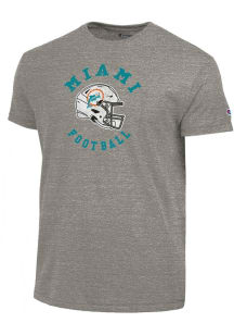 Champion Miami Dolphins Blue Retro Helmet Circular Short Sleeve Fashion T Shirt