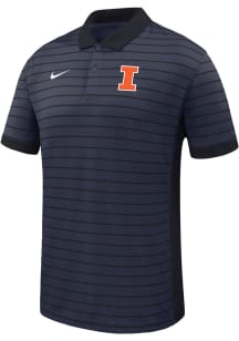Nike Illinois Fighting Illini Mens Navy Blue Victory Stripe Short Sleeve Polo