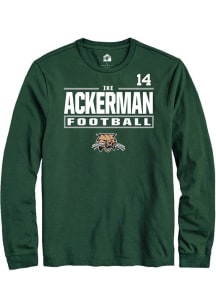 Ike Ackerman Ohio Bobcats Green Football NIL Stacked Box Long Sleeve Player T Shirt