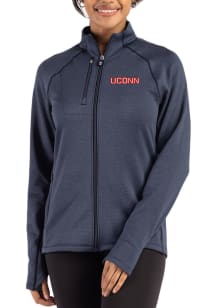 Cutter and Buck UConn Huskies Womens Navy Blue Peshastin Long Sleeve Full Zip Jacket