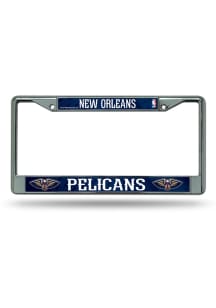 New Orleans Pelicans Decal Chrome License Plate Frame - Silver