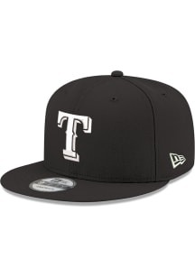 New Era Texas Rangers Black and White T logo GCP 9FIFTY Mens Snapback Hat