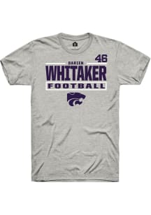 Darien Whitaker K-State Wildcats Ash Football NIL Stacked Box Short Sleeve Player T Shirt