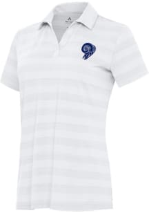 Antigua Los Angeles Rams Womens White Classic Tunnel Short Sleeve Polo Shirt