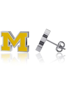 Michigan Wolverines Enamel Logo Womens Earrings