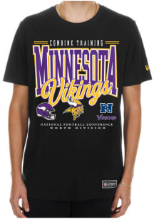 New Era Minnesota Vikings Black Block Script Short Sleeve T Shirt
