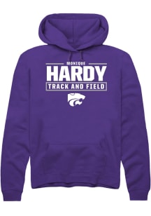 Monique Hardy  Rally K-State Wildcats Mens Purple NIL Stacked Box Long Sleeve Hoodie