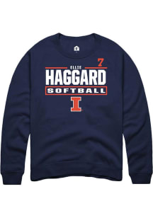 Ellie Haggard  Rally Illinois Fighting Illini Mens Navy Blue NIL Stacked Box Long Sleeve Crew Swea..