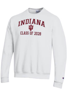 Champion Indiana Hoosiers Mens White Font Class of 2028 Powerblend Long Sleeve Crew Sweatshirt