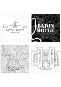 Baton Rouge Minimalistic Set of 4 Coaster - White