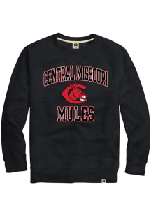 Rally Central Missouri Mules Mens Black Triblend Number One Design Long Sleeve Crew Sweatshirt