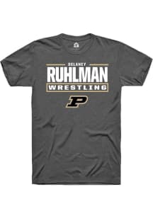 Delaney Ruhlman Purdue Boilermakers Dark Grey NIL Stacked Box Short Sleeve Player T Shirt