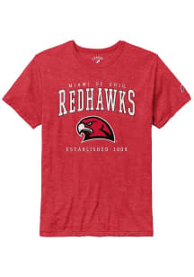 Miami RedHawks Red Victory Falls Puff Arch Mascot Short Sleeve Fashion T Shirt