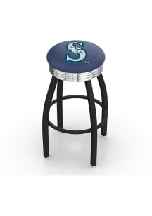 Seattle Mariners 3 Ring Chrome Seat Pub Stool - Black