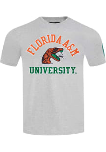 Pro Standard Florida A&M Rattlers Grey Stacked Logo Short Sleeve T Shirt