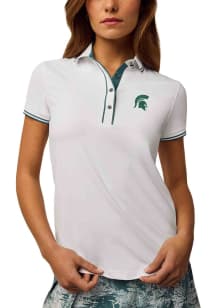 Greyson Michigan State Spartans Womens White Luxe Scarlett Short Sleeve Polo Shirt