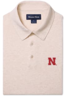 Mizzen+Main Nebraska Cornhuskers Mens Oatmeal Ashe Short Sleeve Fashion Polo