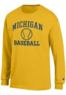 Champion Michigan Wolverines Yellow Baseball Jersey Long Sleeve T Shirt