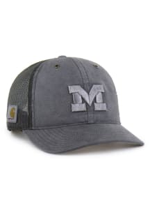 47 Michigan Wolverines Carhartt Garment Dyed Trucker RF Adjustable Hat - Charcoal